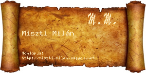 Miszti Milán névjegykártya